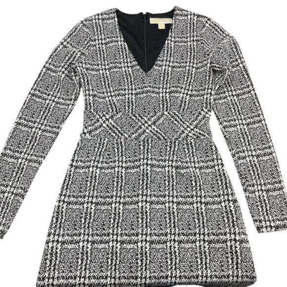 MICHAEL Michael Kors Plaid Jacquard Fit And Flare Dress Sz XS - Picture 2 of 5